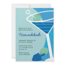 Invitations de partie de Hanoucca avec des cocktai