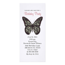 Invitations de partie de papillon d'impression de 