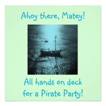 Invitations de partie de pirate bleues