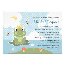 Invitations de prince baby shower de grenouille
