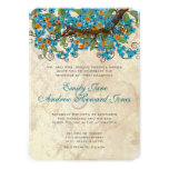 Invitations de tache de thé d'Aqua et de fleurs de
