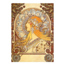 Invitations de zodiaque de Nouveau Alphonse Mucha 
