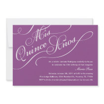 Invitations élégantes pourpres de Quinceanera
