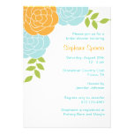 Invitations florales bleues et oranges