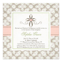 Invitations florales roses de photo de baptême de 