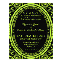 Invitations fluorescentes/au néon vertes de mariag