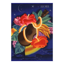 Invitations hawaïennes de Luau de ketmie d'ukulélé
