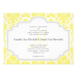 Invitations jaunes du monogramme M mariage damassé