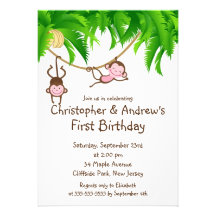 Invitations jumelles mignonnes de fête d'anniversa