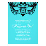Invitations légères de mascarade de bleu de turquo
