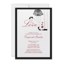 Invitations modernes d'engagement de couples d'amo