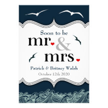 Invitations nautiques de bleu marine et blanches d