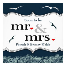 Invitations nautiques de bleu marine et blanches d