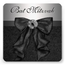 Invitations noires argentées de bat mitzvah de dam