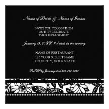 Invitations noires et blanches de partie de fiança