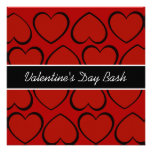 Invitations noires rouges de partie de jour de Val