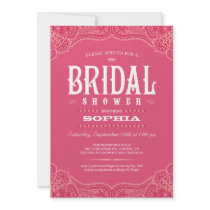 Invitations nuptiales de douche de cow-girl rose d
