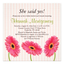 Invitations nuptiales de douche de marguerite rose
