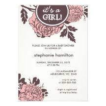 Invitations roses de baby shower de fleur