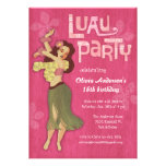 Invitations roses de fête d'anniversaire de Luau