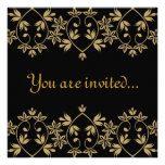Invitations royales de mariage de damassé noire d'