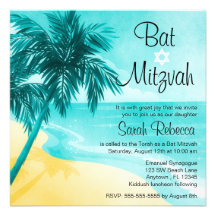 Invitations tropicales de bat mitzvah de plage
