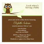 Invitations vertes de baby shower de hibou