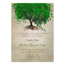 Invitations verts musicaux de mariage d'arbre de f