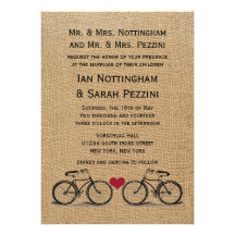 Invitations vintages de mariage de bicyclette