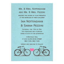 Invitations vintages de mariage de bicyclette