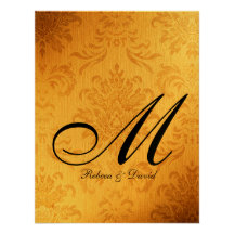 Invitations vintages de mariage de monogramme d'or