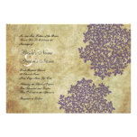 Invitations vintages florales pourpres de mariage