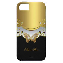 iPhone 5 Gouden Zwarte Witte Vlinder iPhone 5 Case-Mate Hoesjes