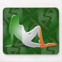 Irish Girl Silhouette Flag Mouse Pad