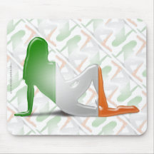 Irish Girl Silhouette Flag Mousepads