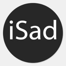 iSad - zwarte Ronde Stickers