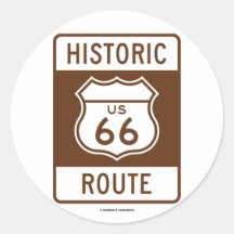 Itinéraire historique 66 (signe des USA d'itinérai Adhésif Rond