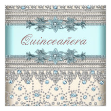 Ivoire élégant et Quinceanera bleu turquoise Faire-parts