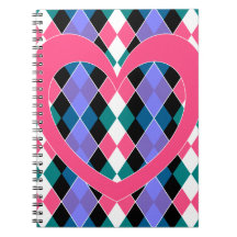 Jacquard avec le coeur rose carnets à spirale