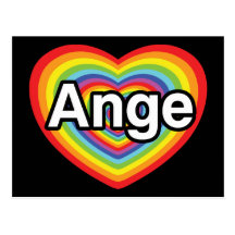 J'aime Ange, coeur d'arc-en-ciel Carte Postale