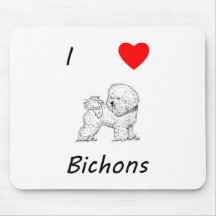 J'aime Bichons Tapis De Souris