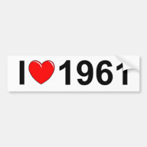 J'aime (coeur) 1961 autocollants pour voiture