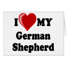 J'aime (coeur) mon chien de berger allemand cartes de vœux