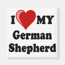 J'aime (coeur) mon chien de berger allemand magnets pour réfrigérateur