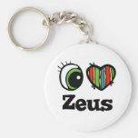J'aime (coeur) Zeus Porte-clé