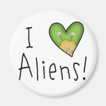 J'aime des aliens magnets pour réfrigérateur