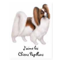 J'aime des chiens de Papillon en carte postale fra
