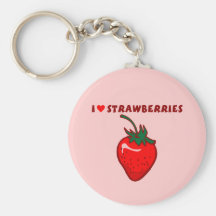 J'aime des fraises porte-clef