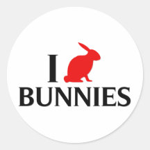 J'aime des lapins, lapins autocollant rond