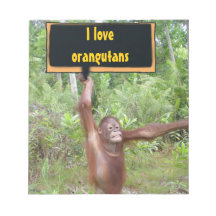 J'aime des orangs-outans bloc-notes mémo